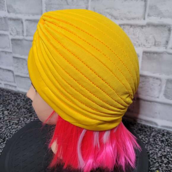 Yellow Vintage Inspired Turban Hat - Picture 2 of 4